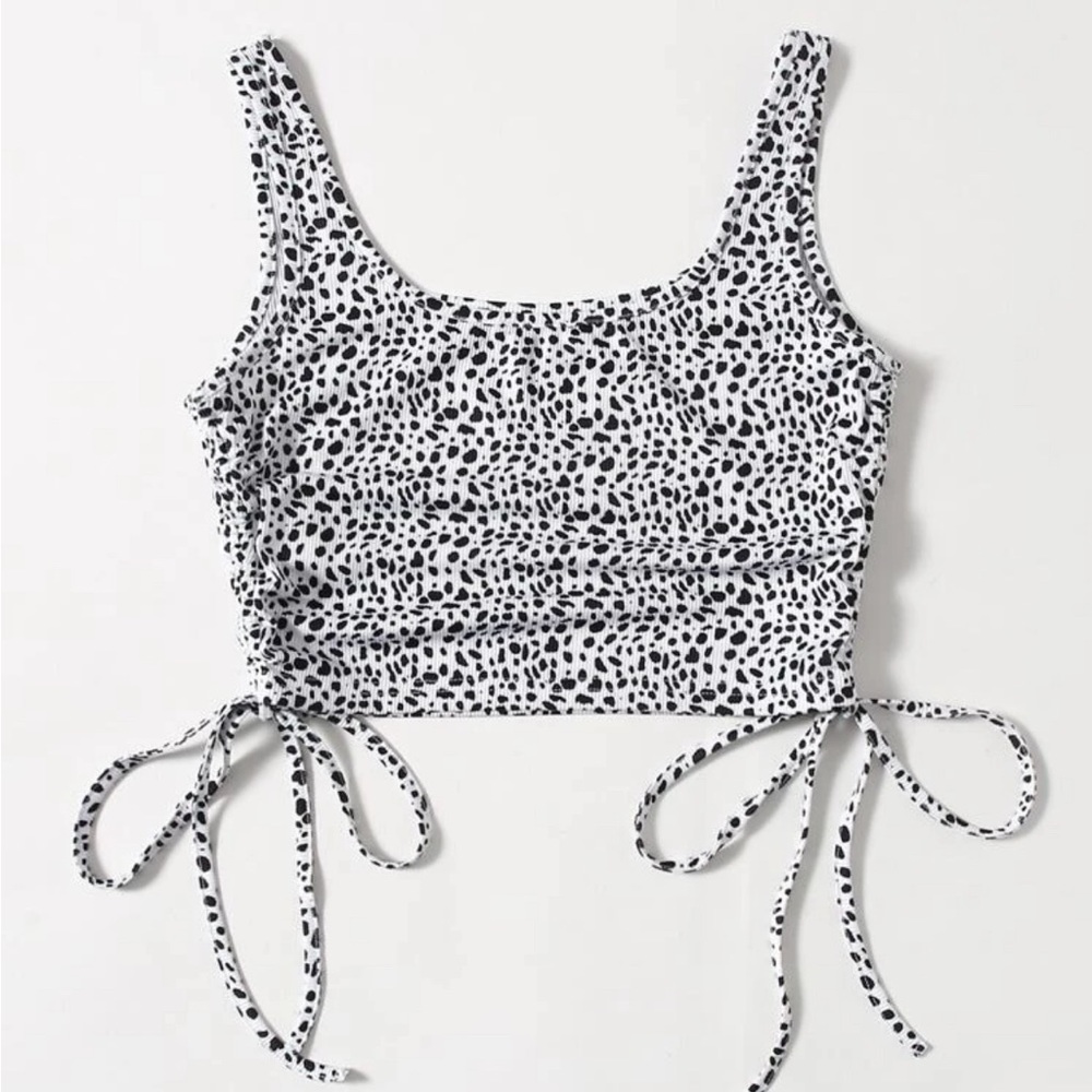 Shein Drawstring Side Rib-Knit Tank Top - Picture 2 of 3